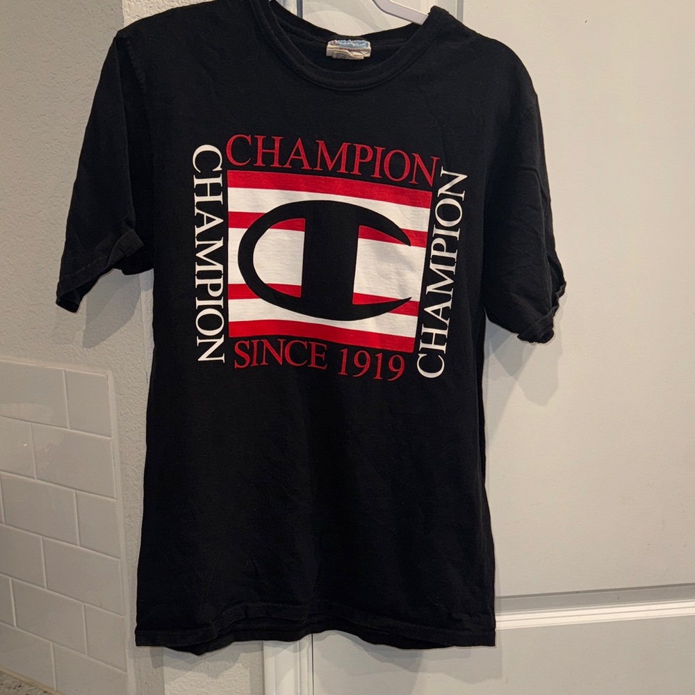 Champion Black and Red Unisex Graphic Tee